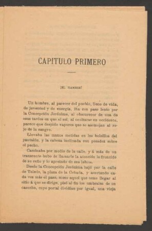 Capítulo primero : ¡El hambre!