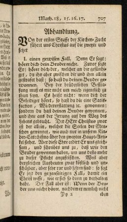 707-715, Von der ersten Stuffe der Kirchen-Zucht ...