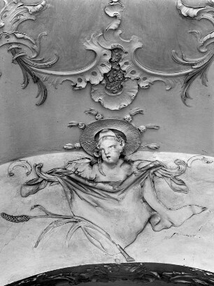 Engelsbüste : Engelsbüste. Stuck (1701/1715). Salem Bodenseekreis, Ehemalige Zisterzienserabtei, Treppenhaus, Konventsgebäude