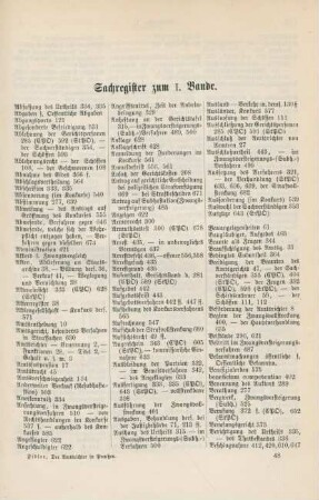 Sachregister zum I. Bande
