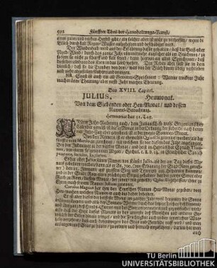 Das XVIII. Capitel. Julius, Heumonat