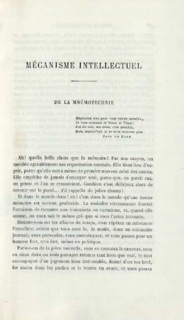 Mécanisme intellectuel. De la mnémotechnie