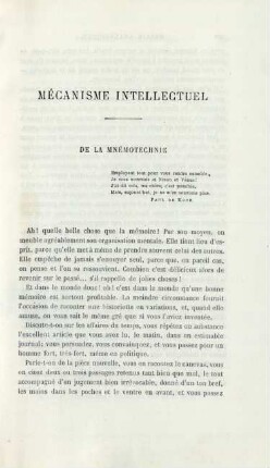 Mécanisme intellectuel. De la mnémotechnie