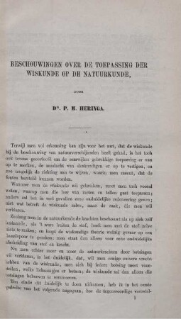 Beschouwingen over de toepassing der wiskunde op de natuurkunde.
