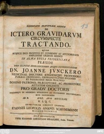 Dissertatio Inavgvralis Medica De Ictero Gravidarvm Circvmspecte Tractando