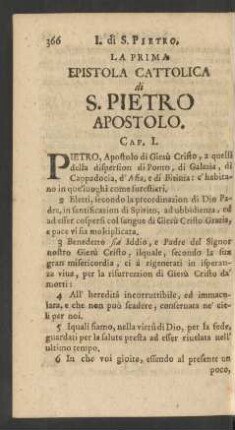 La Prima Epistola Cattolica di S. Pietro Apostolo