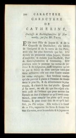 Caractere De Catherine, Duchesse de Buckinghamshire ...