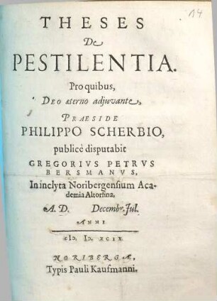 Theses De Pestilentia