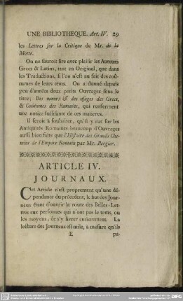 Article IV. Journaux