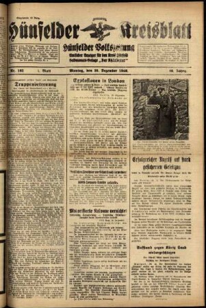Erste Ausgabe vom Montag, den 30. Dezember 1940.