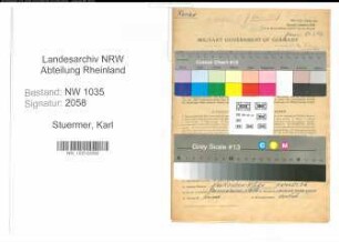Entnazifizierung Karl Stuermer , geb. 15.02.1907 (Bergmann)