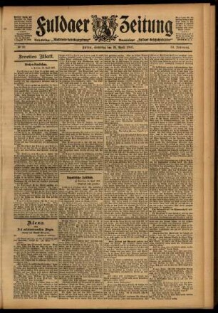 Zweite Ausgabe vom Samstag, den 20. April 1907.