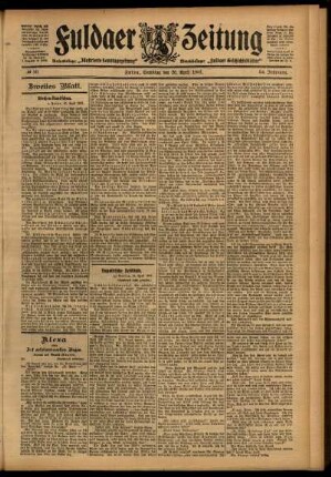 Zweite Ausgabe vom Samstag, den 20. April 1907.