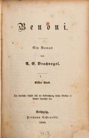 Benoni : Ein Roman, 1