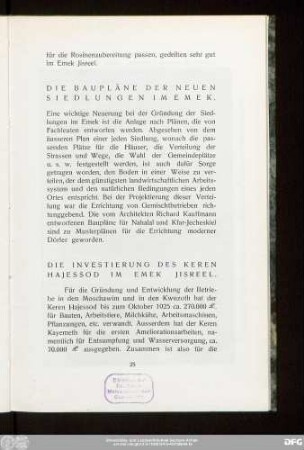 Die Baupläne Der Neuen Siedlungen Im Emek.