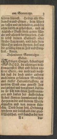 Besonderes Sonntags-Gebet.