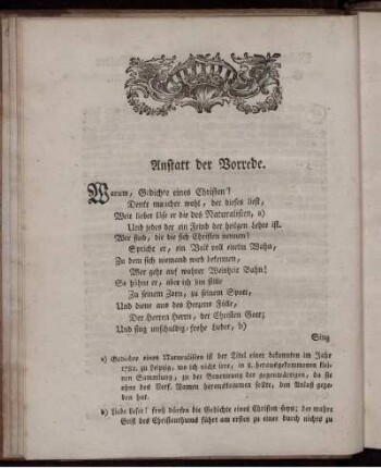 Anstatt der Vorrede.