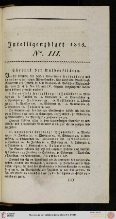 Intelligenzblatt Nro. III