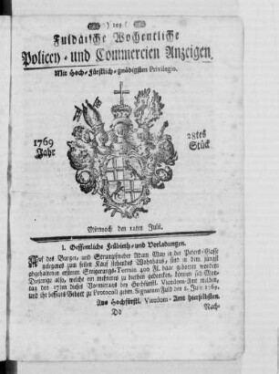 28tes Stück, Ausgabe vom 12. Julii 1769