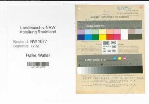 Entnazifizierung Walter Hafer , geb. 29.01.1915 (Polizist)