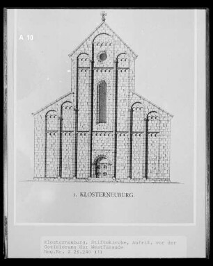 Aufriss der Stiftskirche in Klosterneuburg vor der Gotisierung der Westfassade