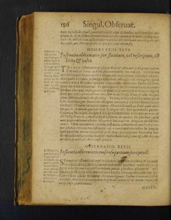 Observatio XLVI. Instantiae abbreuiatio per statutum, vel rescriptum, est lietia et valet.