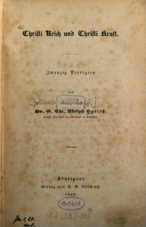 Christi Reich und Christi Kraft : zwanzig Predigten