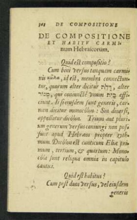De Compositione Et Habitu Carminum Hebraicorum.