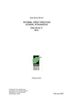 Informal credit practices in rural Afghanistan : case study 3, Ghor