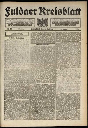 Zweite Ausgabe vom Samstag, den 04. Februar 1911.