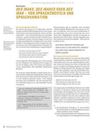 Des Iraks, des Irakes oder des Irak - von Sprachzweifeln und Sprachveriation