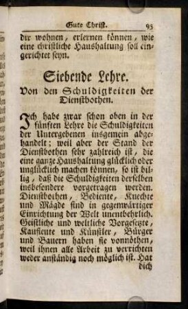 95-108, Siebende Lehre. Von den Schuldigkeiten der Dienstbothen