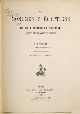 Les monuments Égyptiens de la Bibliothèque nationale : (Cabinet des médailles et antiques), 1
