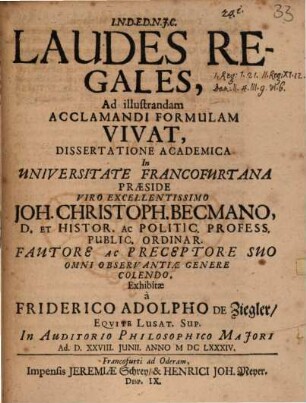 Laudes Regales, Ad illustrandam Acclamandi Formulam Vivat