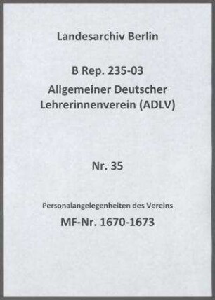 Personalangelegenheiten des Vereins: Schriftwechsel, Verträge, Kündigungen und Zeugnisse von Mitarbeiterinnen der Geschäftsstelle