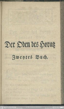 Der Oden des Horatz. Zweytes Buch