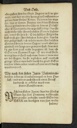 Wie nach den sieben Jaren Valentin endet sein leben zu Constantinopel ...
