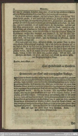 Erinnerung zur fünf und vierzigsten Auflage