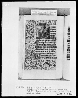 Lateinisch-französisches Stundenbuch — Flucht nach Ägypten, Folio 83recto