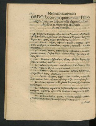 Ordo Locorum quorundam Philologicorum ...