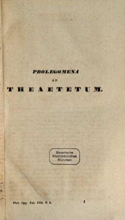 Platonis Opera omnia, Vol. 8, Sect. 1. Theaetetus