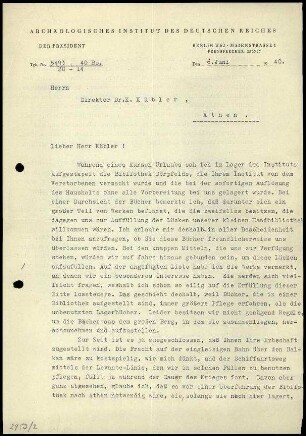 M. Wegner an K. Kübler