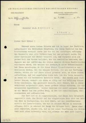 M. Wegner an K. Kübler