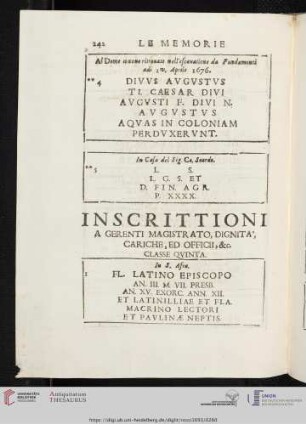 Inscrittioni a Gerenti Magistrato, Dignita, Cariche, ed Officii, etc