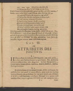 Cap. III. De Attributis Dei Positivis.