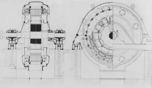 Wechselstromgenerator, geschlossene Bauart, Entwurf (Siemens-Schuckertwerke) : Technikgeschichte | Elektrotechnik | Erzeugung elektrischer Energien | Gleich- und Wechselstromgeneratoren, Turbogeneratoren