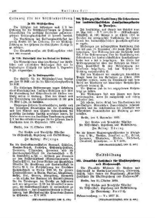 Pädagogische Ausbildung für Lehrerinnen der landwirtschaftlichen Haushaltungskunde in Preußen : [Erziehung] ; [Amtliche Erlasse] ; [Amtlicher Teil]