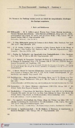 10. Nachtrag (Nr. 1509 - 1615)