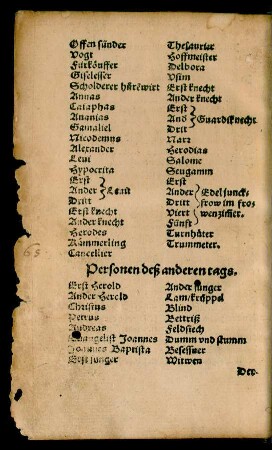 Personen deß anderen tags.