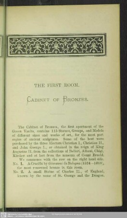The first room. Cabinet of Bronzes